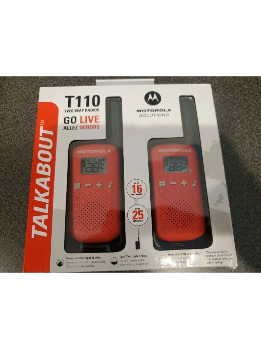 Motorola Talkabout T110 Two-Way Radios – 16 Mile Range – NEW Sealed